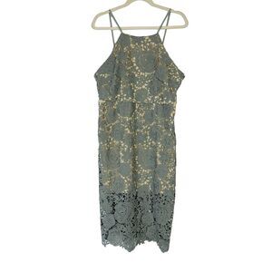 Romeo + Juliet Couture Sage Green Floral Sleeveless Sheath Lace Dress Size Large